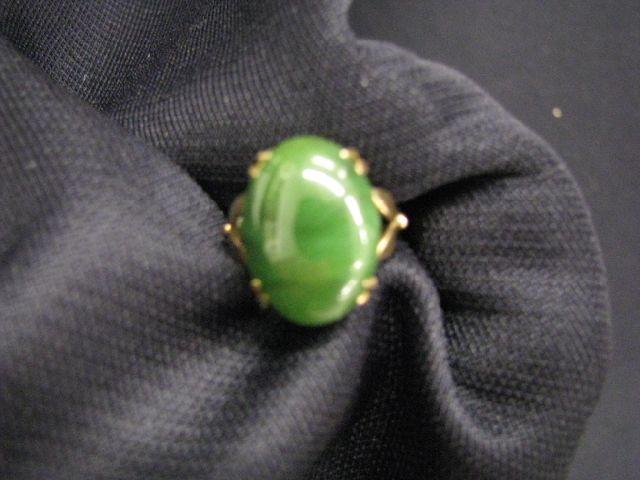 Appraisal: Jade Ring fine deep spinach green cabachon gem in k