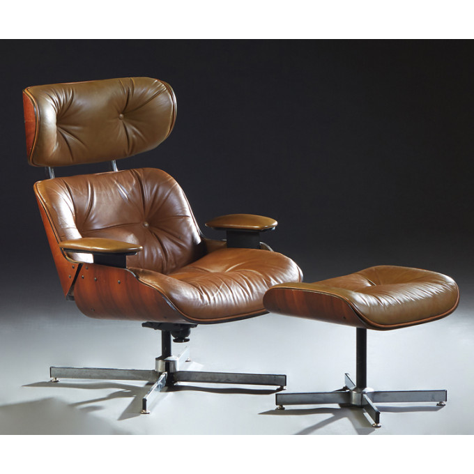 Appraisal: Plycraft George Mulhauser Eames Style Bent Rosewood Armchair and Ottoman