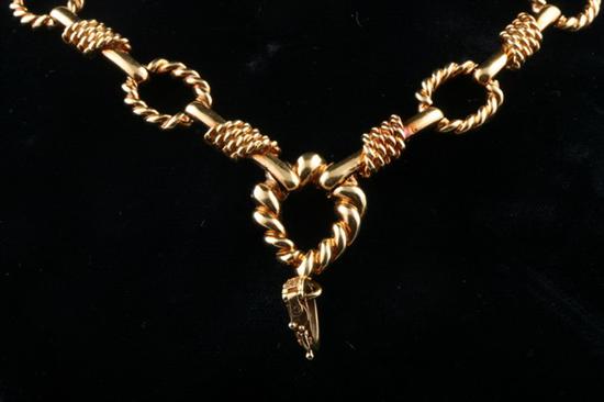 Appraisal: SIGNED DAVID WEBB K YELLOW GOLD FLEXIBLE-LINK NECKLACE WITH PENDANT