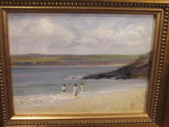 Appraisal: ENGLISH SCHOOL Early th century Beach scene with children St