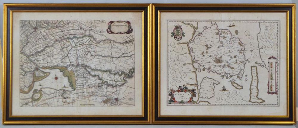 Appraisal: Two Framed Maps Zud Holland Fionia includes Fyn Fionia vulgo