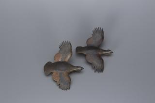 Appraisal: Two Miniature Flying Quail Two Miniature Flying Quail c in