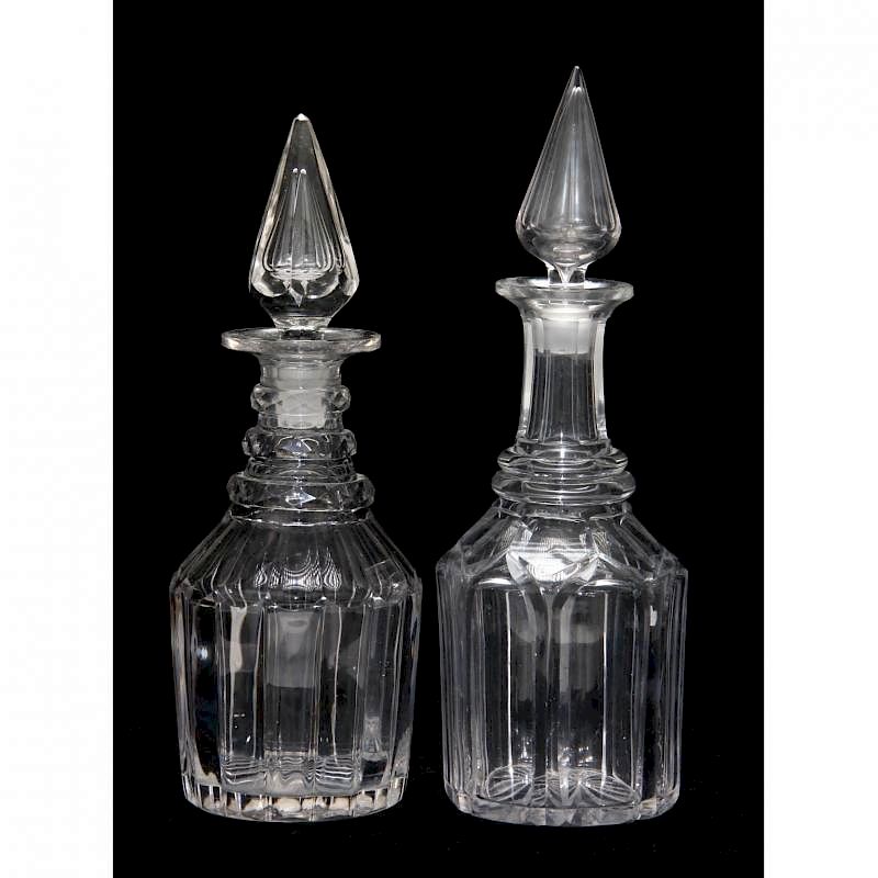 Appraisal: Near Pair of th Century Cut Glass Decanters likely English