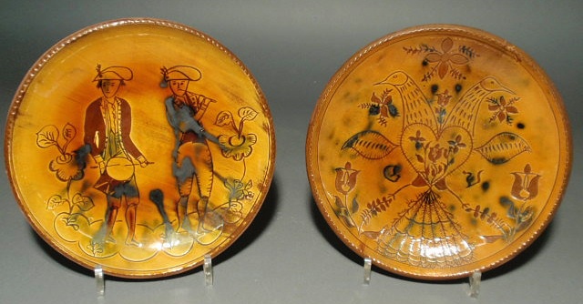 Appraisal: Two redware pie plates Greenfield Village dia