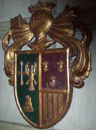 Appraisal: A th Century style carved wooden coat-of-arms painted cm high