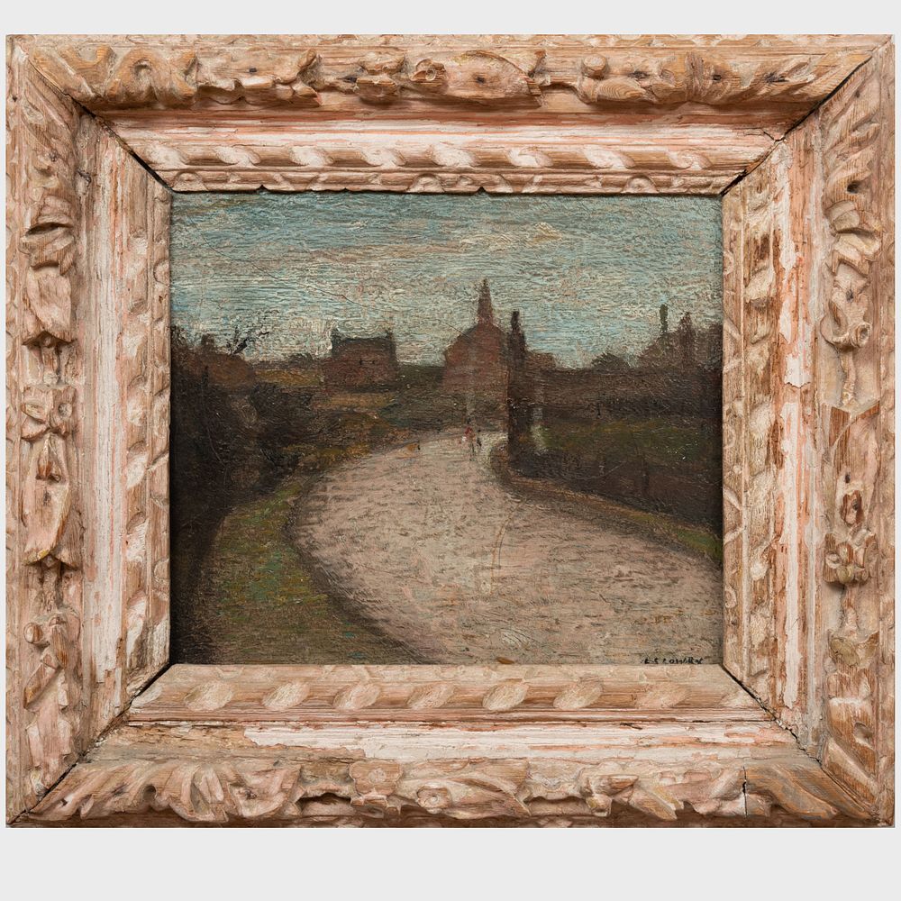 Appraisal: th Century School Village View Oil on canvas signed 'R