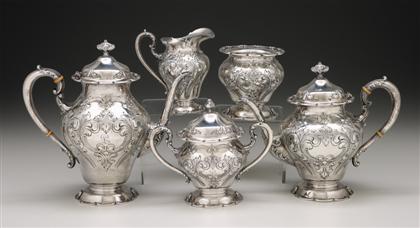 Appraisal: Five piece sterling silver repousse coffee and tea service s