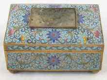 Appraisal: A cloisonne enamelled brass casket with inset hardstone panel x