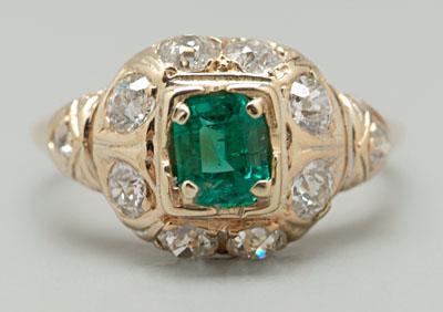 Appraisal: Emerald diamond ring central emerald-cut emerald estimated weight cts surrounded