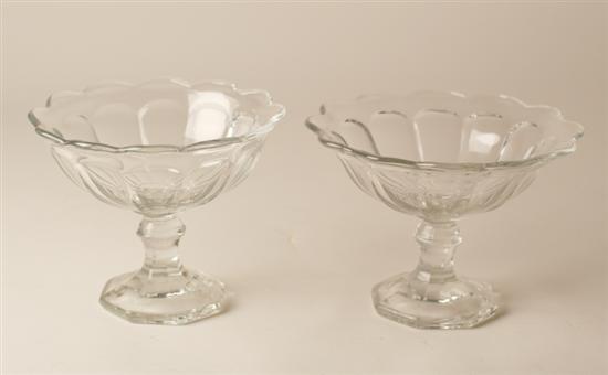 Appraisal: Two Petal-form Glass Compotes each with scalloped rim and paneled