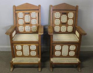 Appraisal: Pair of Possibly Anglo Indian Aesthetic Style Chairs Heavy with