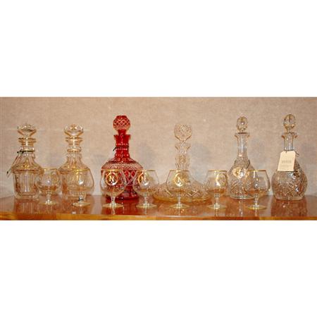 Appraisal: Group of Six Glass Decanters Together with Seven Gilt Decorated