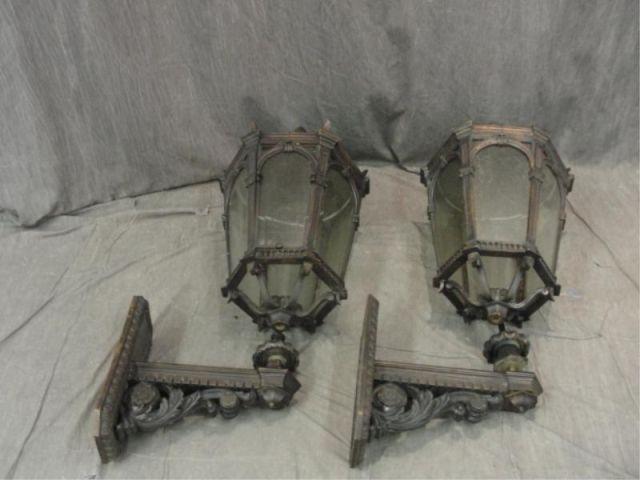 Appraisal: Pair of Large Bronze Sconces Possibly Caldwell Super quality From