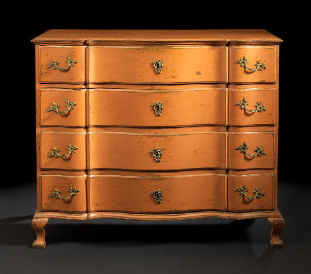 Appraisal: Good Danish Rococo Terra Cotta-Painted Oak Commode mid- th century