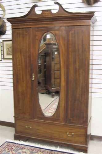 Appraisal: GEORGE III STYLE INLAID MAHOGANY WARDROBE English Edwardian c having