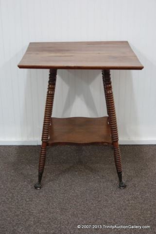 Appraisal: Antique Mahogany Lamp Table w Glass Ball FeetFrom a generation