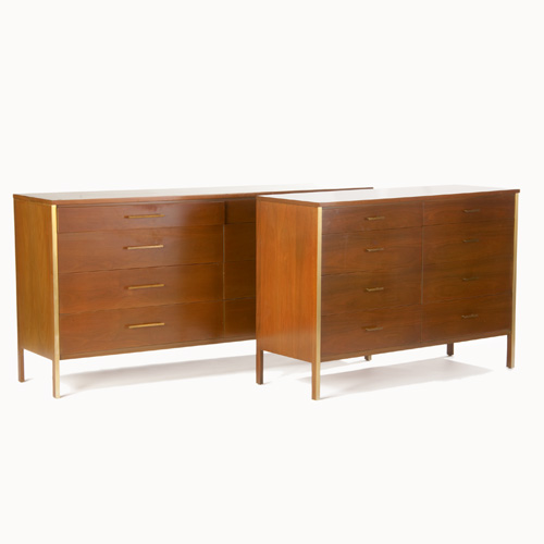 Appraisal: PAUL MCCOBB CALVIN Pair of walnut veneer and brass eight-drawer