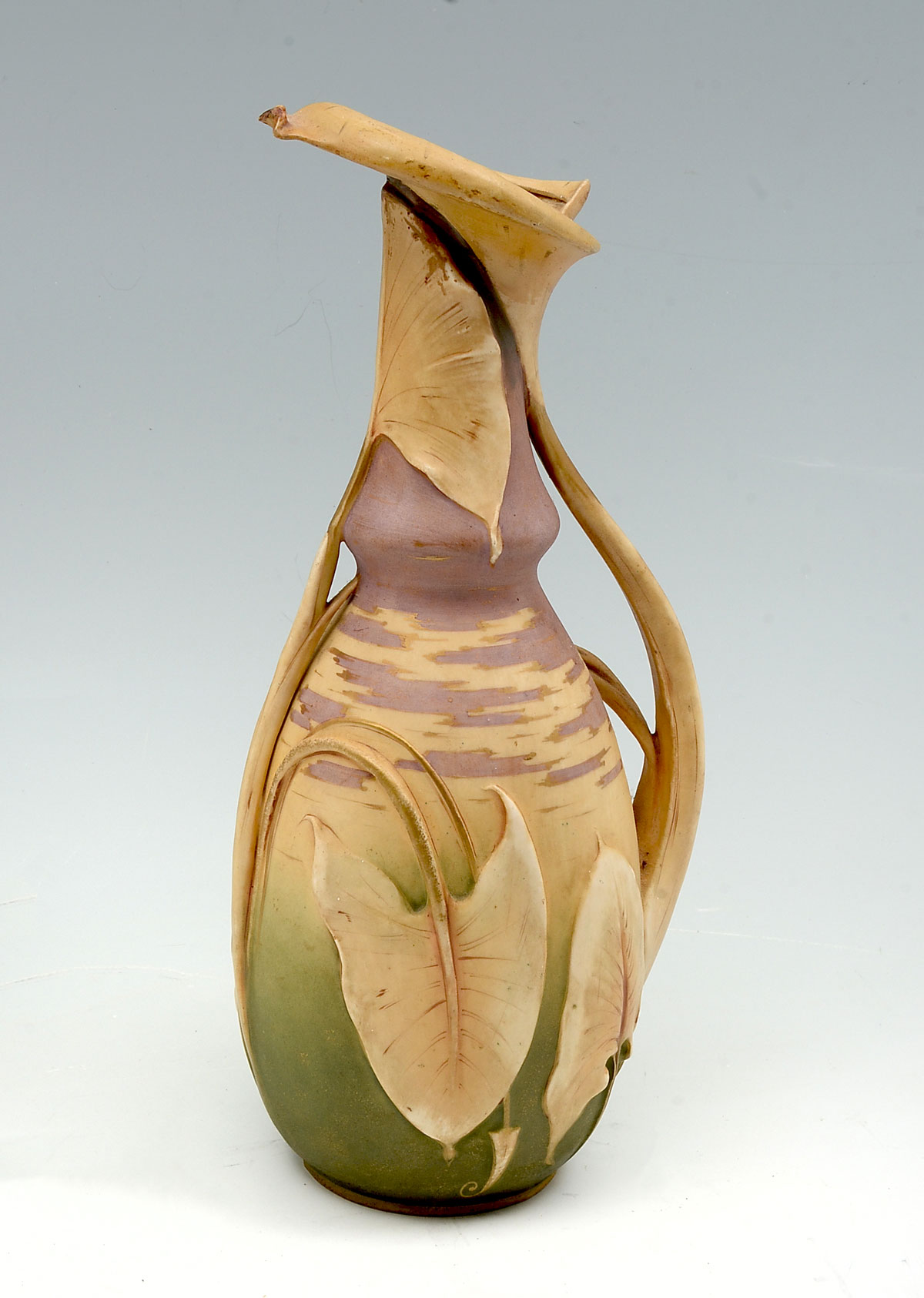 Appraisal: REISSNER STELLMACHER KESSEL CALLA LILY PITCHER Austrian Turn-Teplitz Bohemia Circa