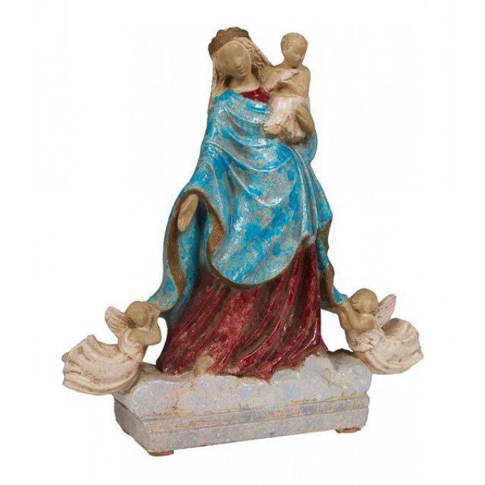 Appraisal: French Glazed Earthenware Figural Group th c of the Madonna