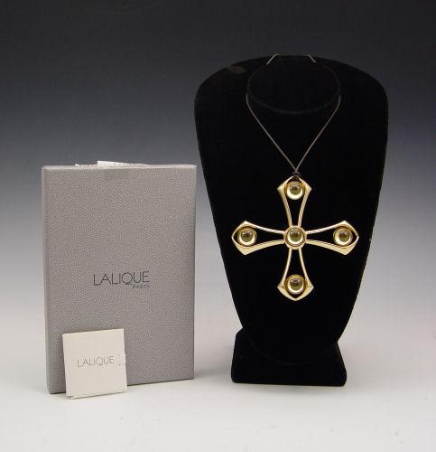 Appraisal: LALIQUE OCEANIA SOLEIL LARGE CROSS PENDANT K gold plated with