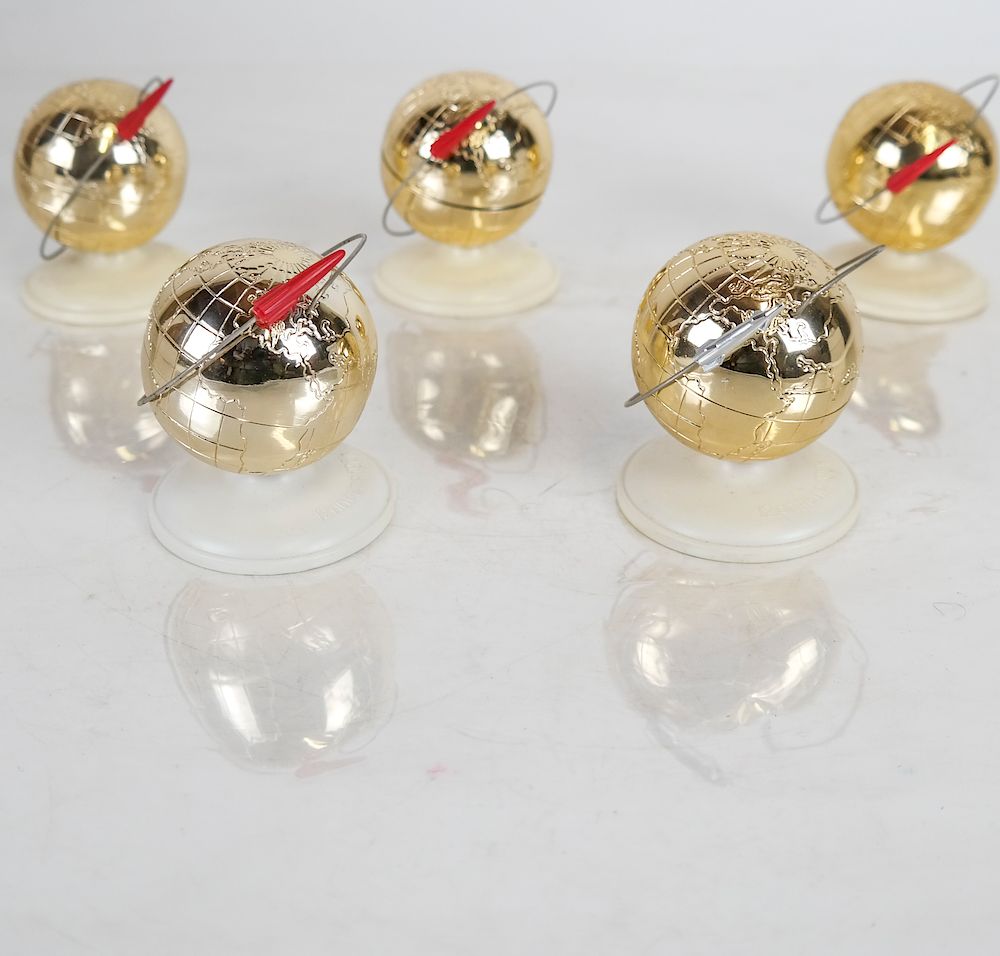 Appraisal: Five Vintage Soviet Vostok Souvenir Globes Duplicate molded plastic terrestrial