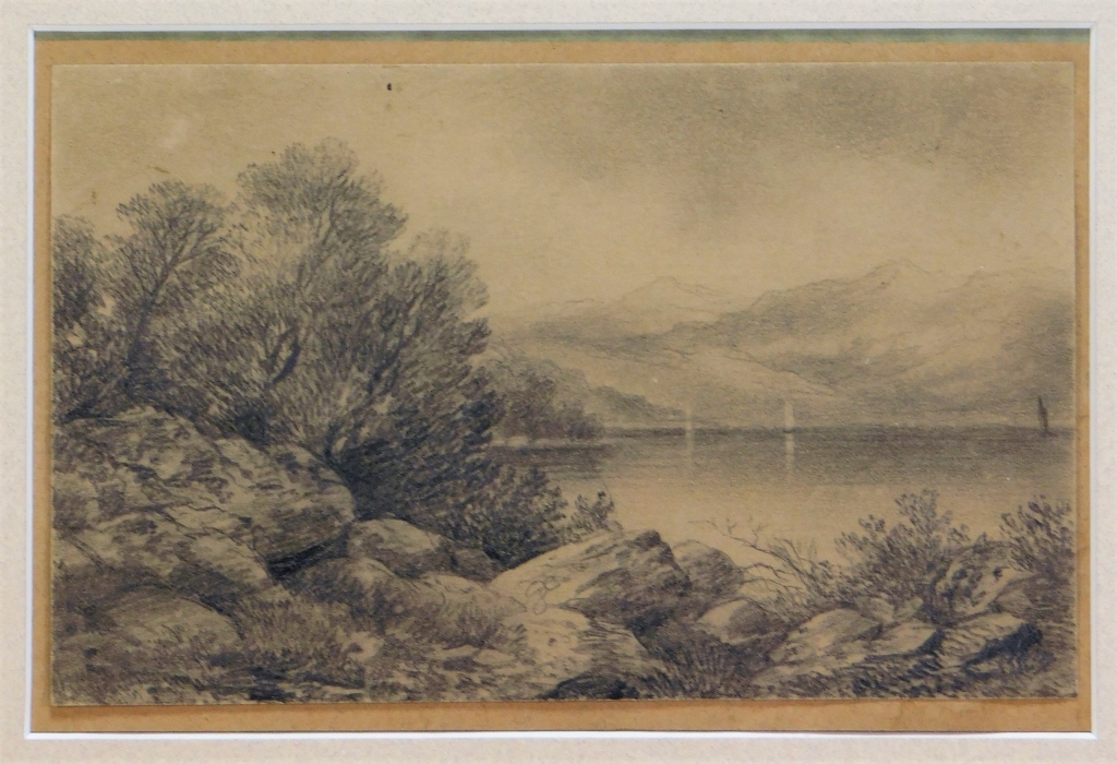 Appraisal: DAVID JOHNSON AMERICAN LAKE SCENE PENCIL DRAWING New York -