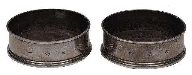 Appraisal: A PAIR OF LATE TH CENTURY SILVER AND HARDWOOD WINE