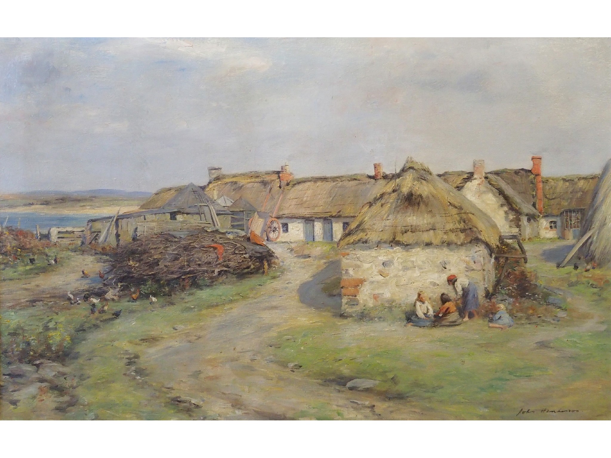 Appraisal: JOHN HENDERSON Scottish - CROFTERS DWELLINGS AYRSHIREOil on canvas signed