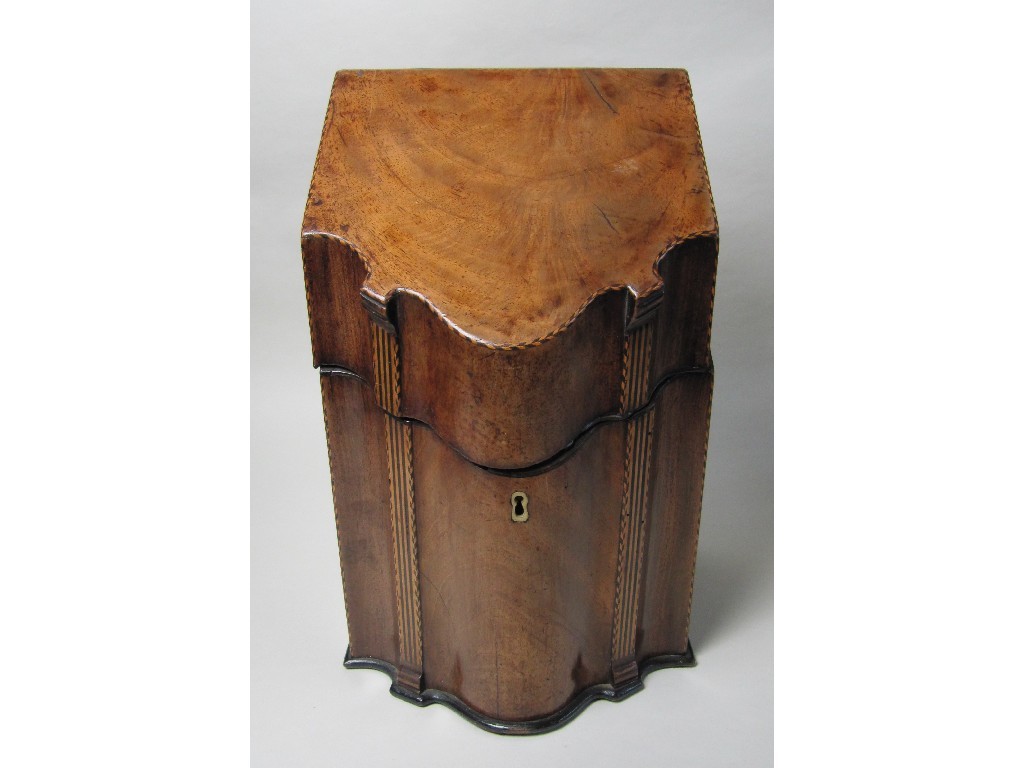 Appraisal: A George III mahogany serpentine knife box converted to a