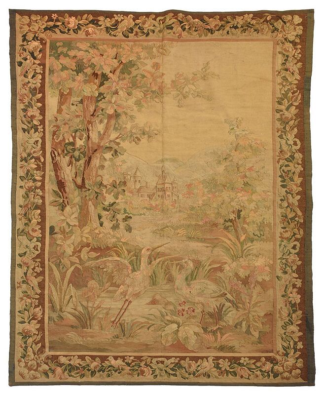 Appraisal: Verdure Landscape Tapestry Continental th century pair of storks in