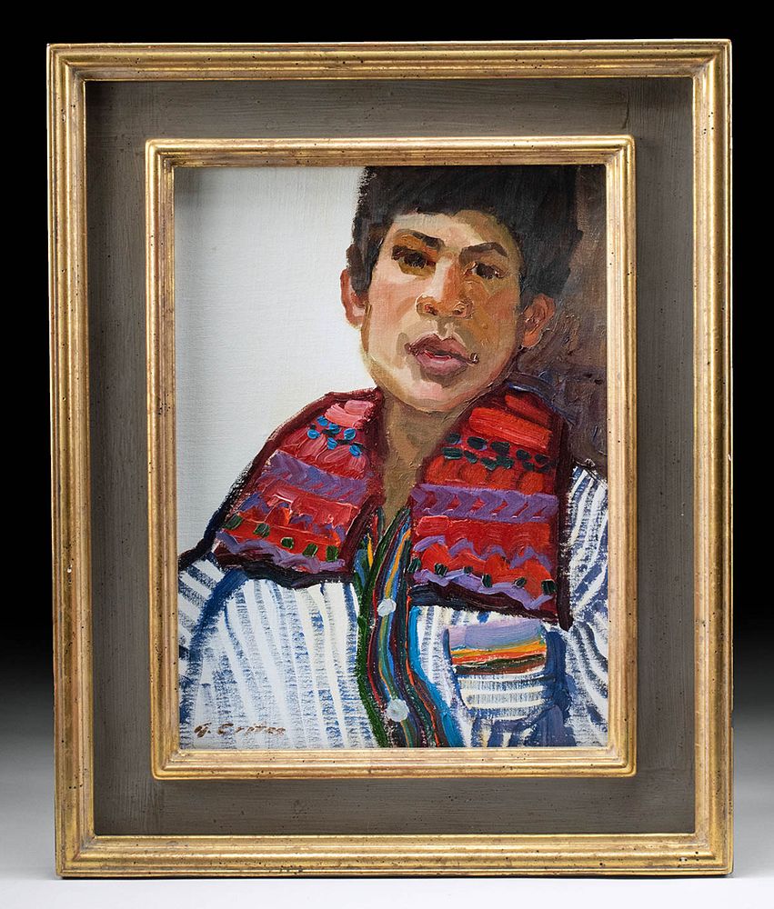 Appraisal: Framed Signed G Crites Painting Guatemalan Boy Gayle Crites American