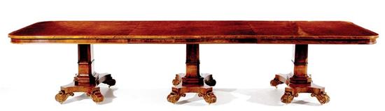 Appraisal: William IV style walnut and burl banquet table rectanglar top