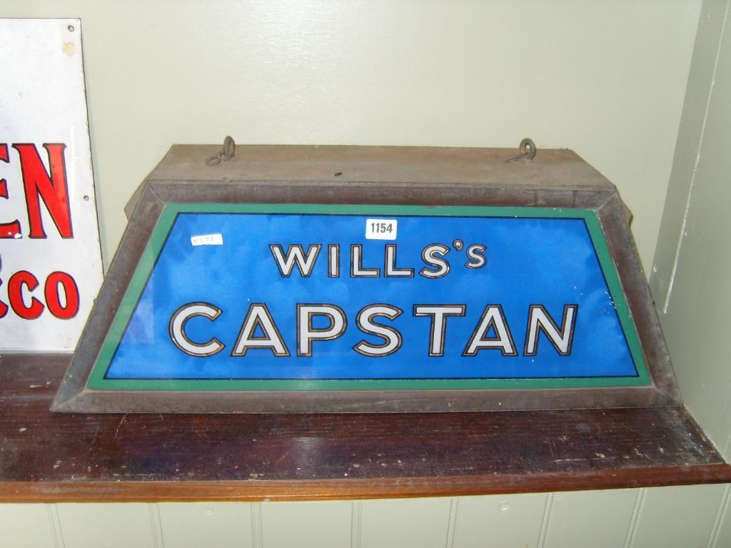 Appraisal: A luminated shop display sign advertising Wills Capstan with glazed