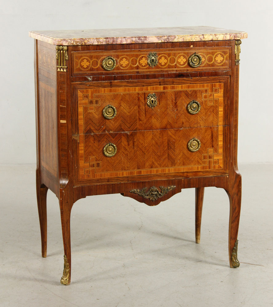 Appraisal: - Louis XVI Style Commode Louis XVI style marquetry commode