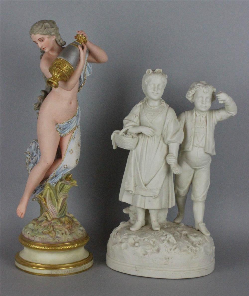 Appraisal: ROBINSON LEADBEATER PAINTED PARIAN FIGURE MORNING DEW impressed monogram mark