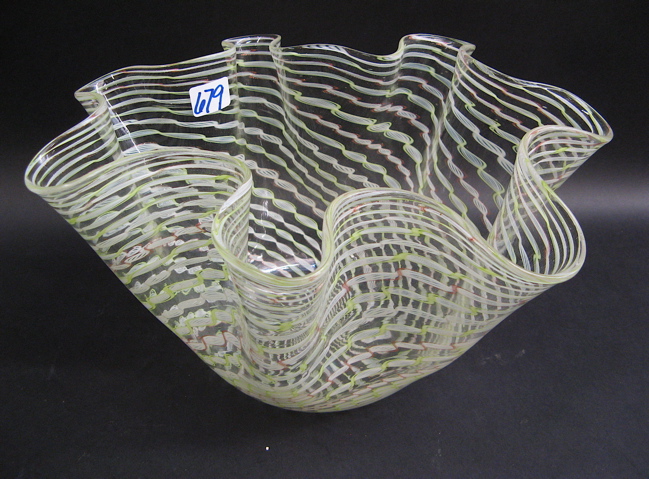 Appraisal: VENETIAN ART GLASS CENTERPIECE BOWL free-form having a ruffled rim