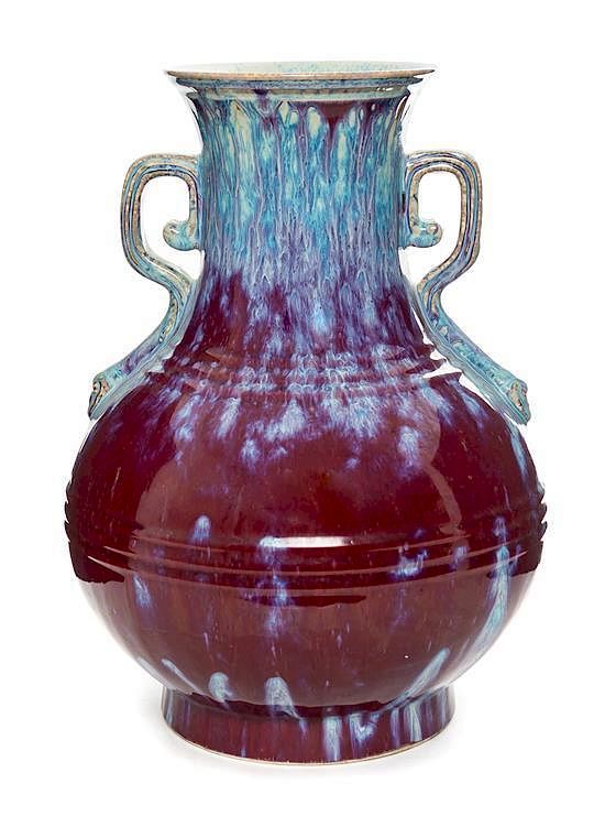 Appraisal: A Flambe Glazed Porcelain Vase Height inches A Flambe Glazed