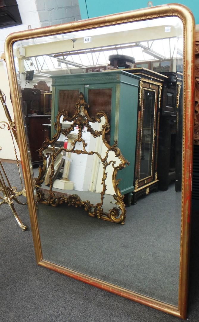 Appraisal: A th century gilt framed rectangular overmantel wall mirror with