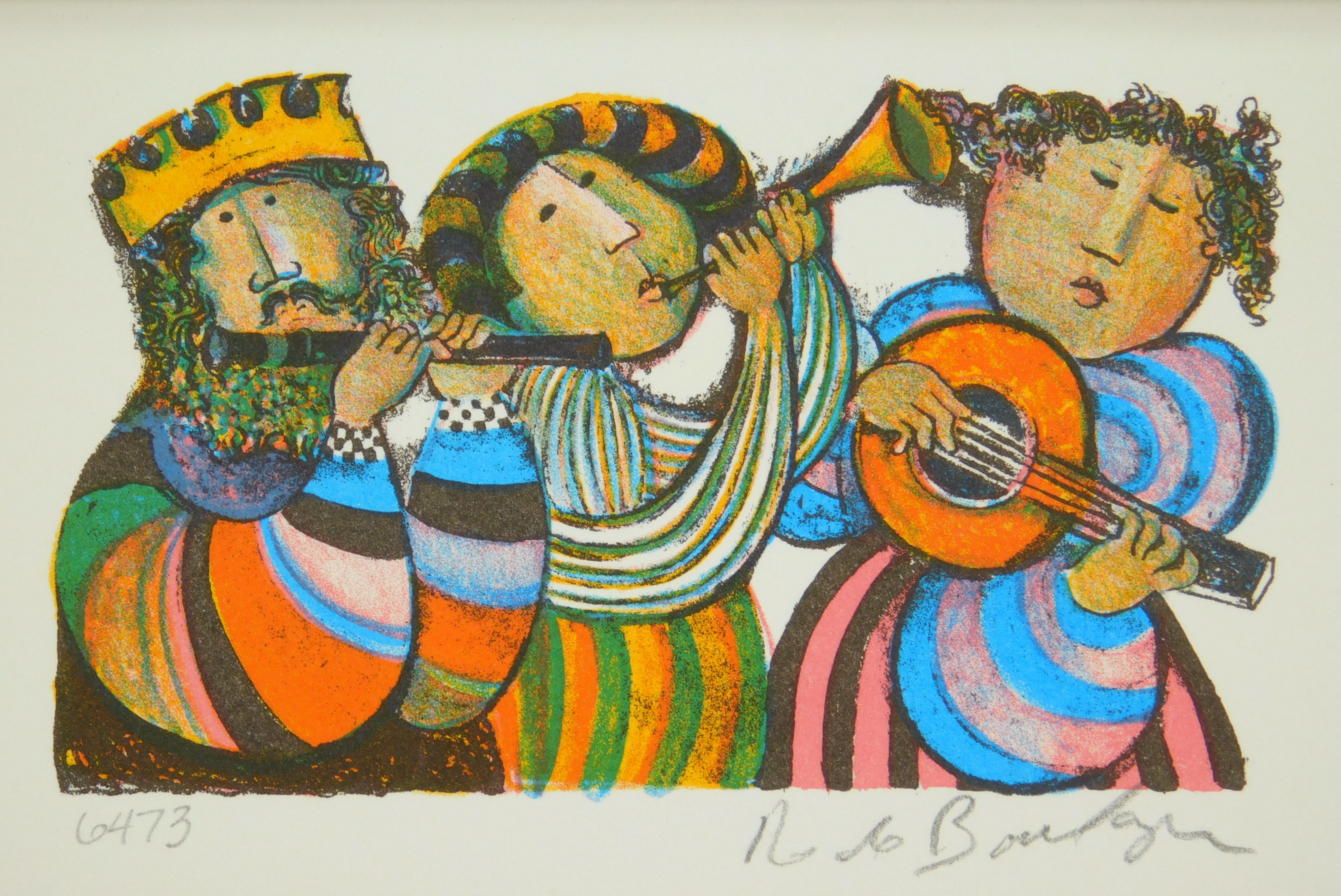 Appraisal: Graciela Rodo Boulanger Bolivian - The Musicians- lithograph in colors