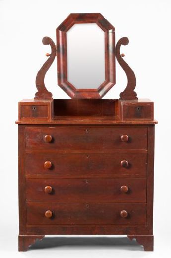 Appraisal: American Late Classical Walnut and Mahogany Dressing Bureau late th