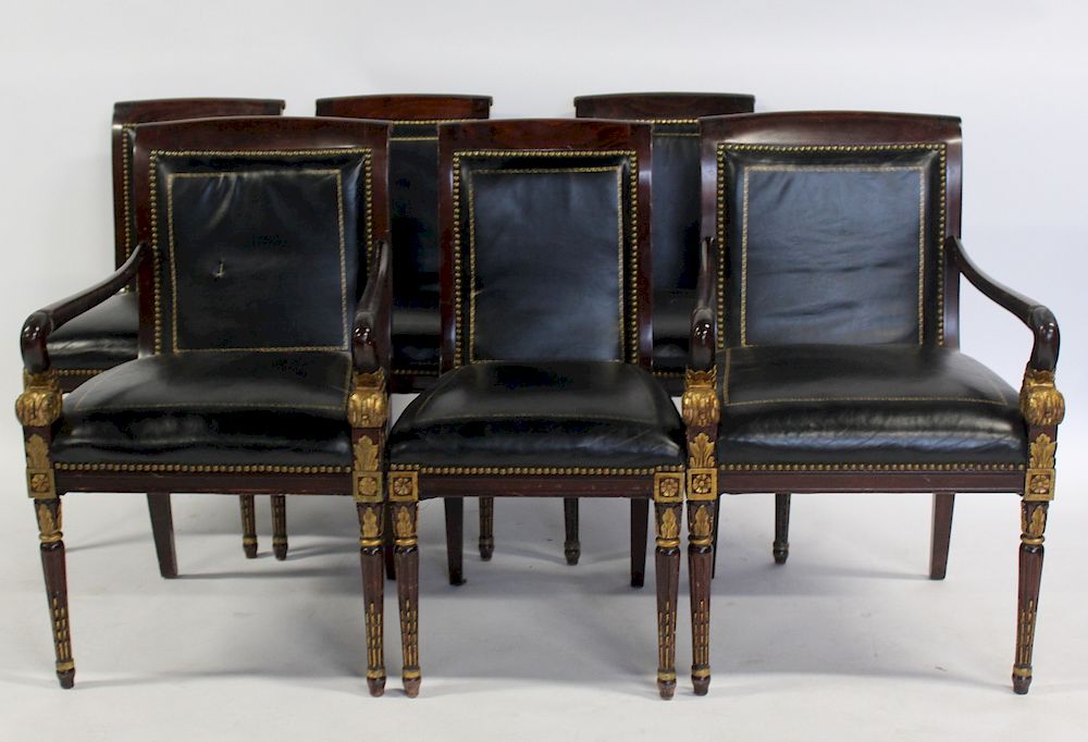 Appraisal: Set of Vintage Empire Style Chairs with Gilt Decoration Arm