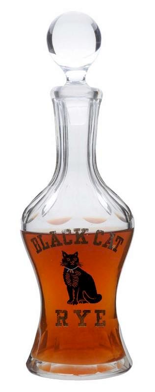 Appraisal: Black Cat Rye Whiskey Bottle Nice image of black cat