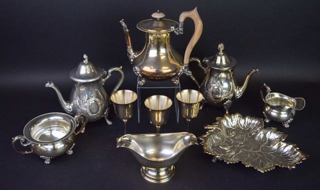 Appraisal: Silverplate Grouping pieces of silverplate teapots both marked in Arabic