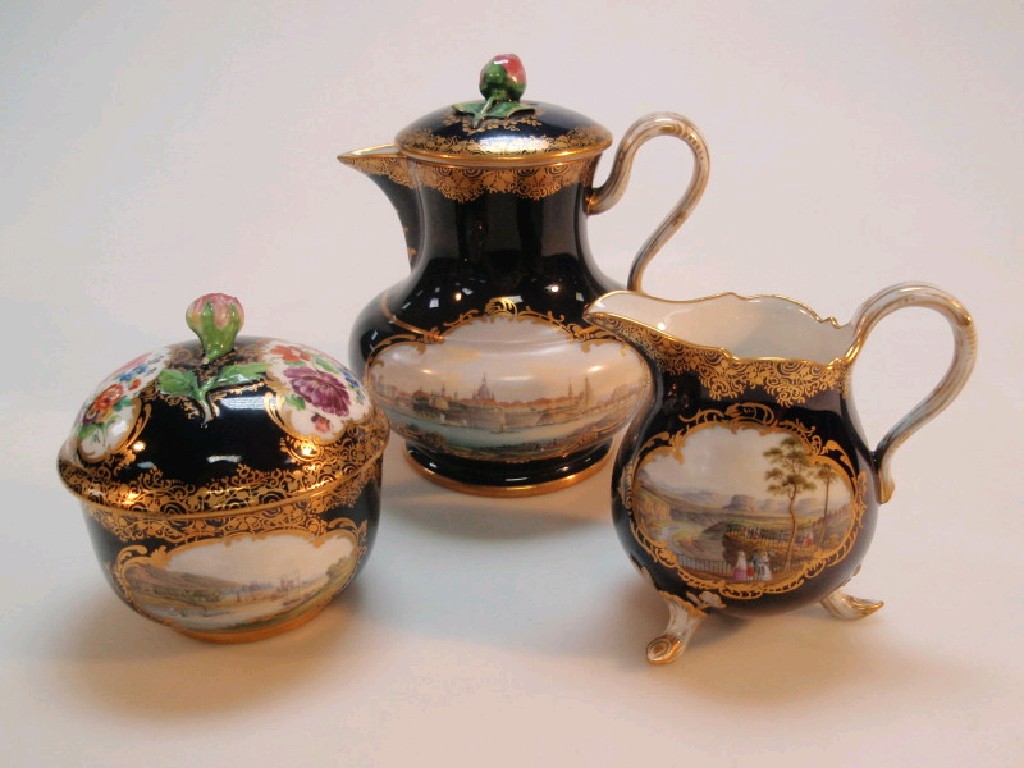 Appraisal: A thC Meissen three-piece chocolate service comprising covered pot cream