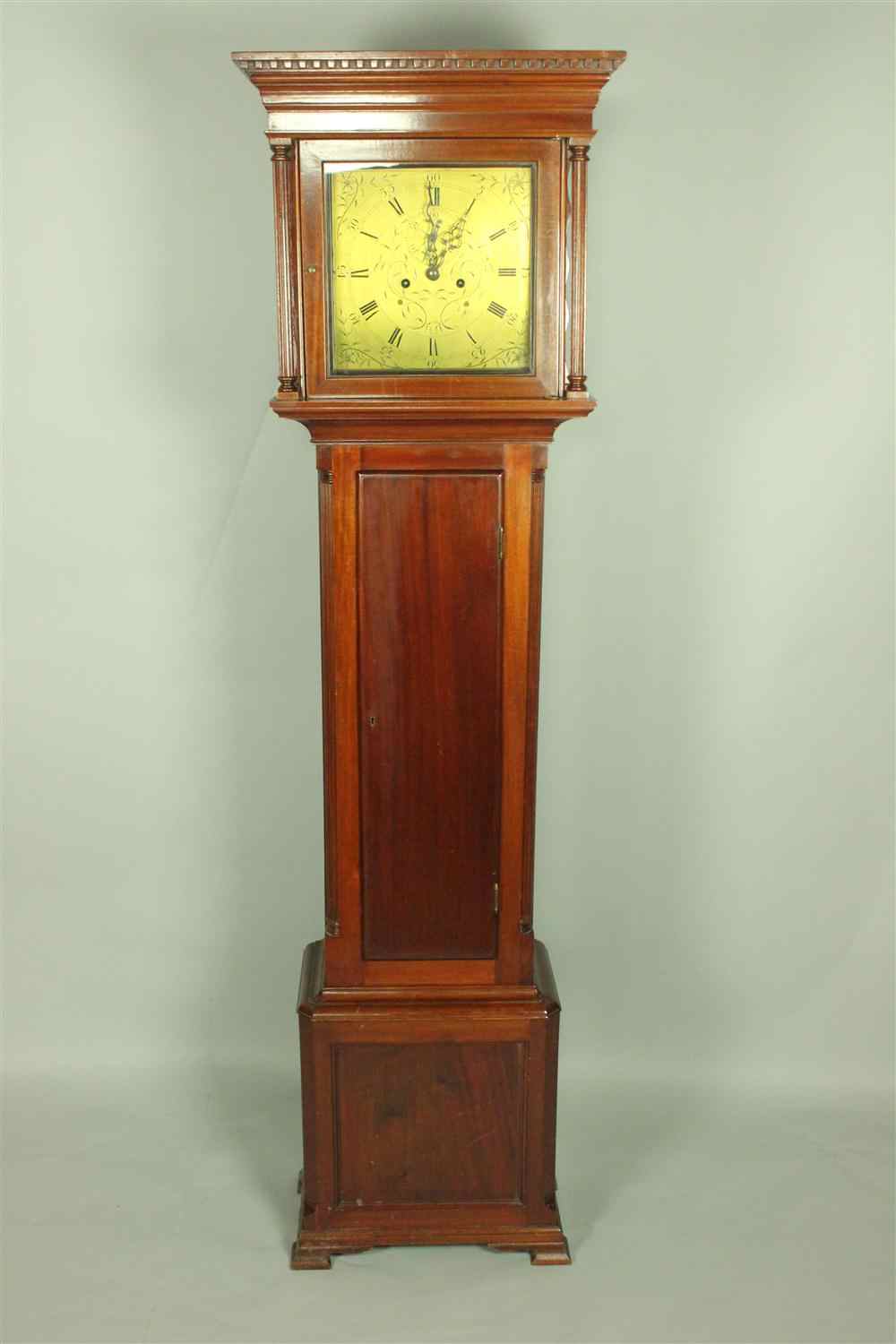 Appraisal: CHIPPENDALE STYLE MAHOGANY TALL CASE CLOCK WITH BRASS FACE having