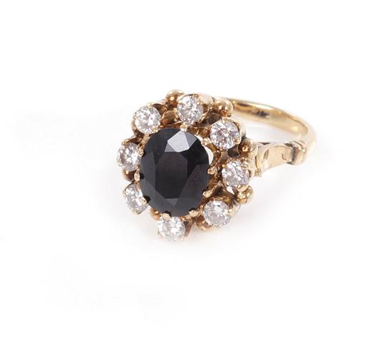 Appraisal: Natural blue sapphire and diamond ring ct oval sapphire accented