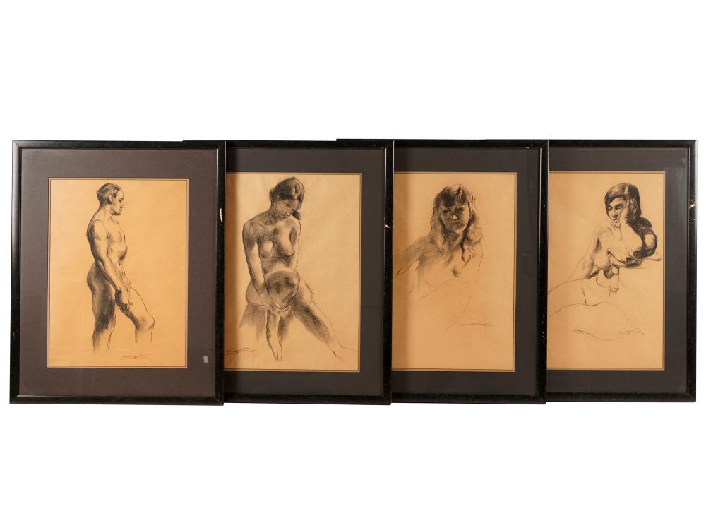 Appraisal: EMIL KOSA JR - FOUR WORKSeach charcoal on paper each