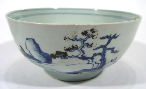 Appraisal: Nanking cargo porcelain pedestal bowl hand painted with pagodas and