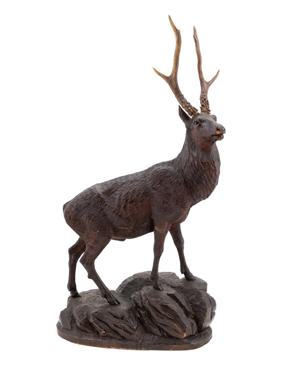 Appraisal: TH C ERNST HEISSL CARVED STAG WITH ANTLERS Black Forest