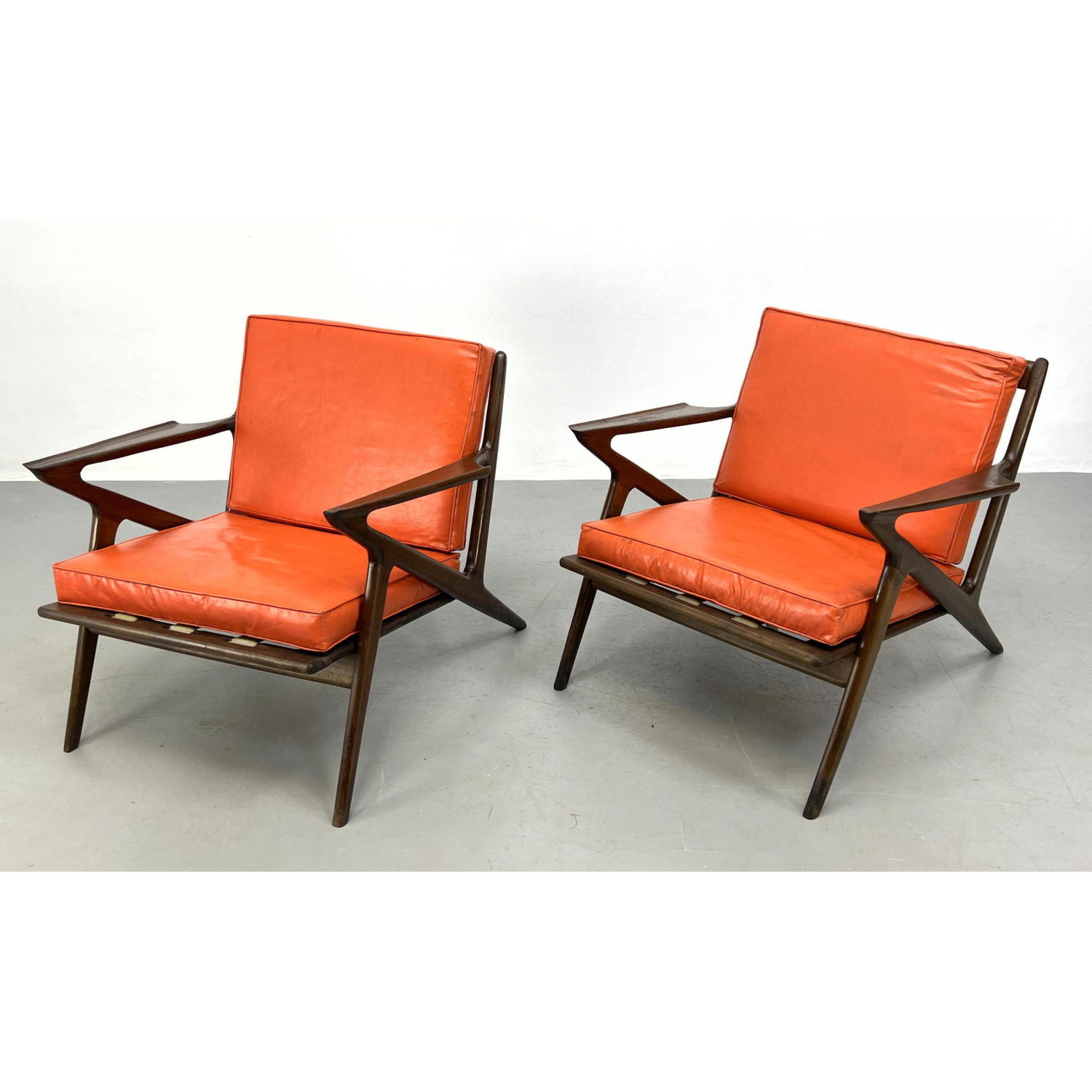 Appraisal: Pr Poul Jensen Z Lounge Chairs Triangular Frame Arms Dark